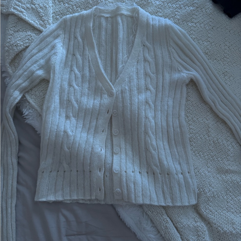 Brandy Melville Cream Cable Knit Cardigan